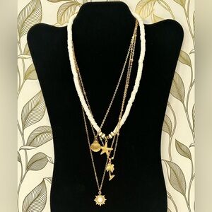 Gold and White Layered Necklace Set (FREE CANDLE W/ PURCHASE)